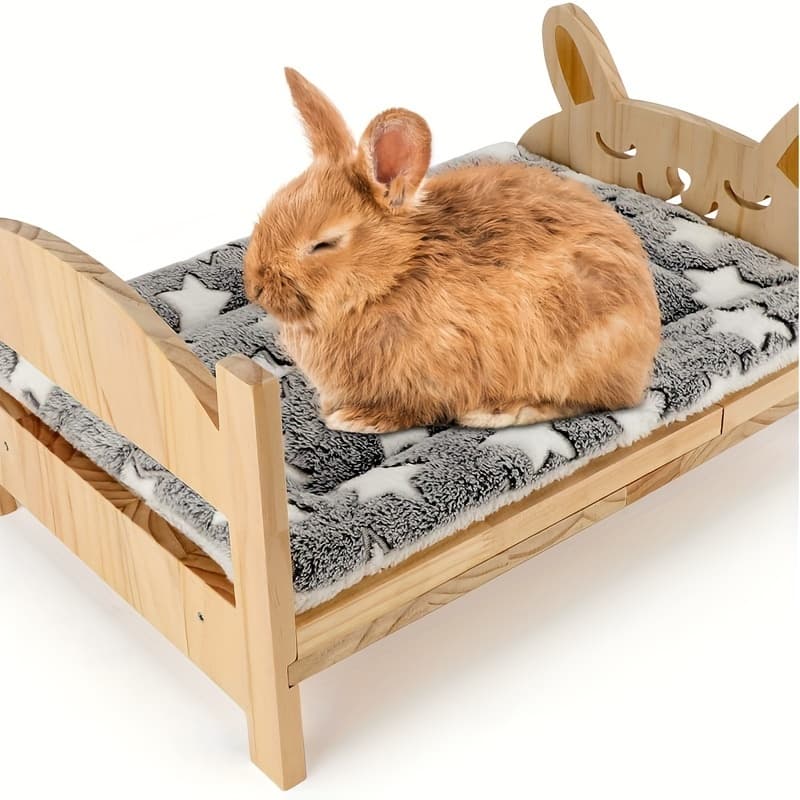 Wooden Pet Bed - Adorable Rabbit Hutch Designed Like An Animal With Cedar Filling () - Removable Habitat For Small Pets Like Hamsters, Guinea Pigs, And - Ideal Present For Christmas And Halloween