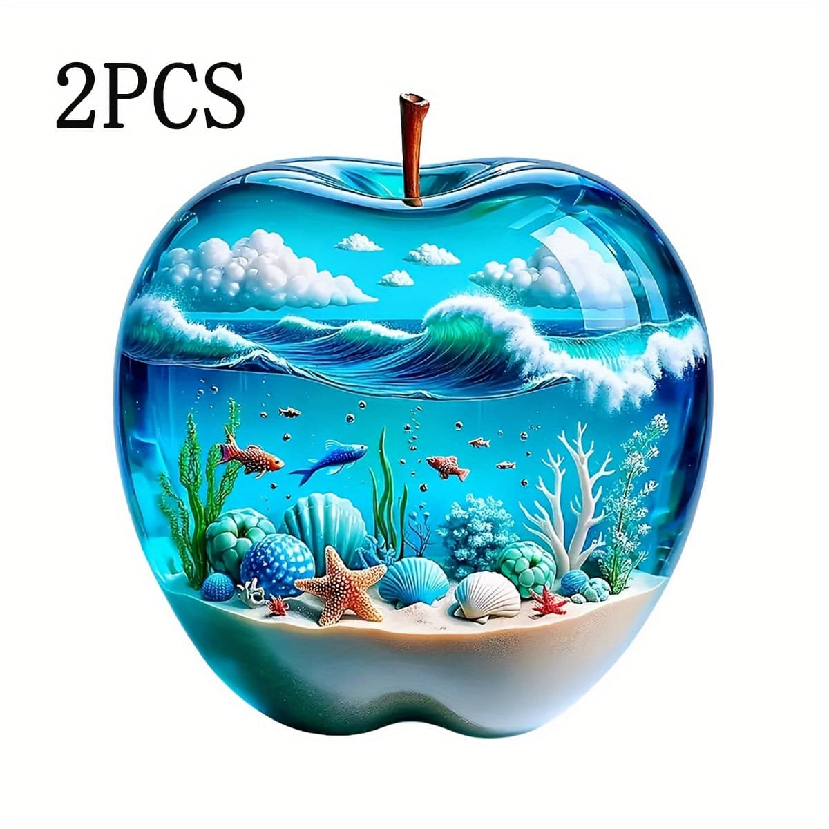 6- Vinyl Decal - Ocean Landscape, Waves, And Coral Self-adhesive Stickers For Vehicles, Laptops, Bottles, Trucks, Phones, Motorcycles, Window