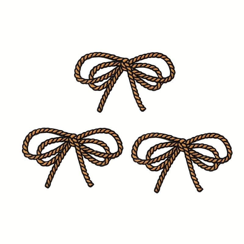 3pcs Rope-shaped Embroidered Bow Tie Cloth Patches, Hot Melt Adhesive Embroidered Patch Patches, Embroidered Cloth Patches