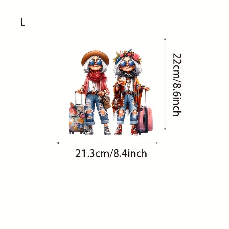 2 Stylish Elderly Women, Reusable Heat Transfer Decals, Perfect For Projects On Short-sleeved Tees, Sweatshirts, Cushions, Bags, Purses, Patches, Crafts, Presents, And Party Embellishments