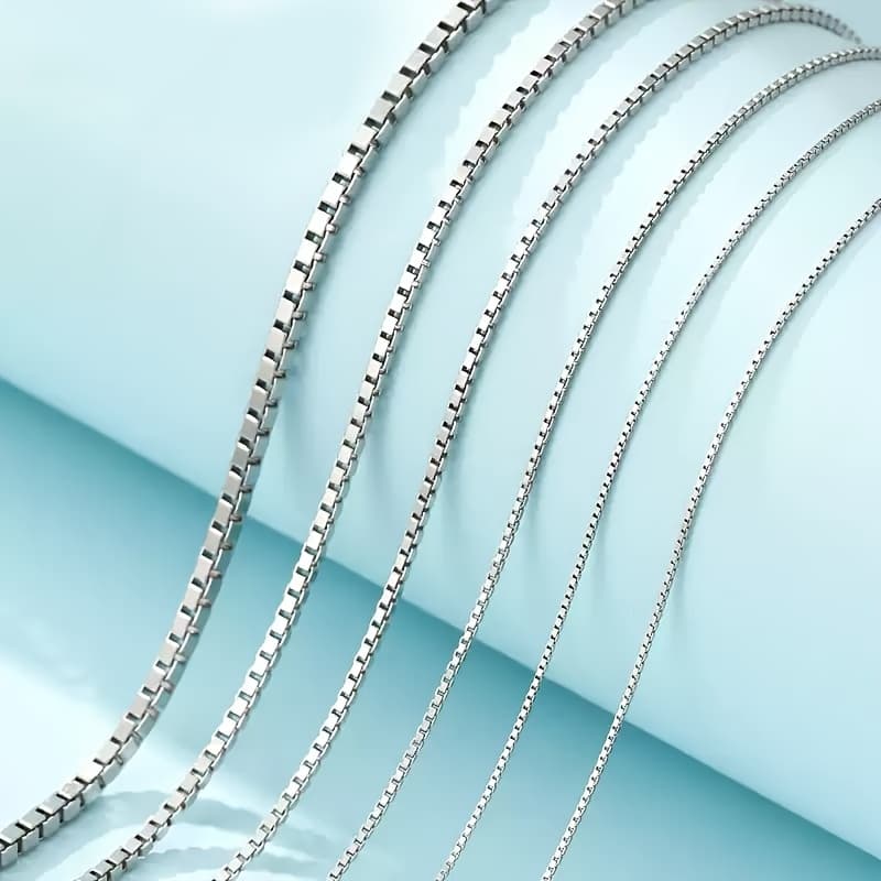 925 Sterling Silvery Box Chain Necklace For Women | Hypoallergenic Layering Jewelry | 16-24" Adjustable | Gift For Mom/wife/girlfriend (silvery)