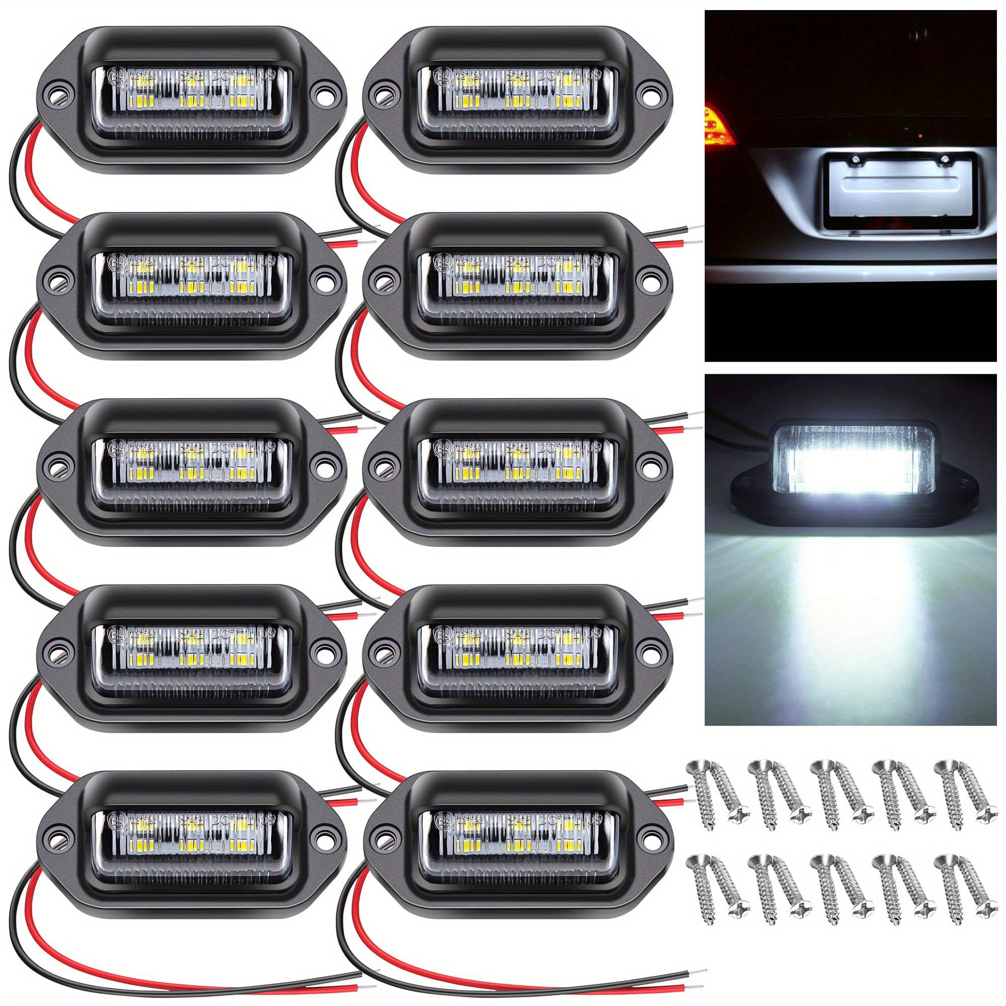 Set Of 10 Led Lights For Vehicle License Plates, Suitable For Cars, Trucks, Trailers, Motorcycles, And Rvs, Operating On 12v To 24v