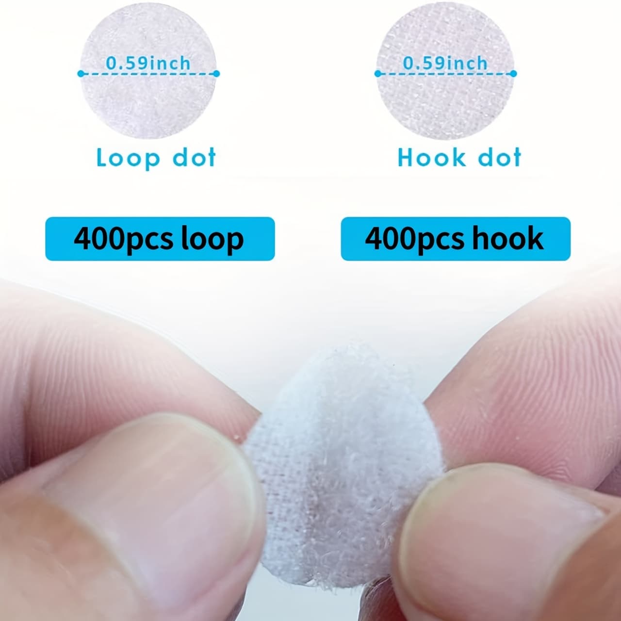 Self Adhesive Dots, 800pcs (400 Pair) 0.59 Inch Diameter Strong Self Adhesive Dots For Classroom Nylon Sticky Back Hook Loop Strips, Dots Stickers Tapes, White