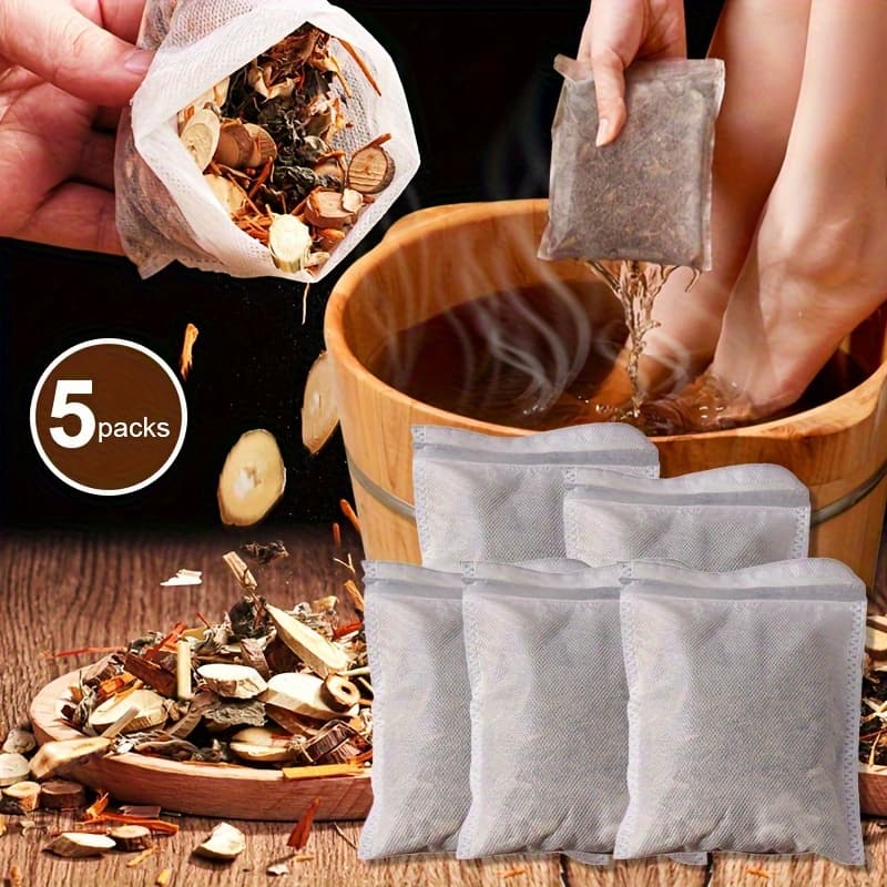 12- Herbal Foot Bath Powder - Warm & Clean Formula To Dampness & , Plant Ingredients, Formaldehyde-free, Non-woven Packaging For Foot Care