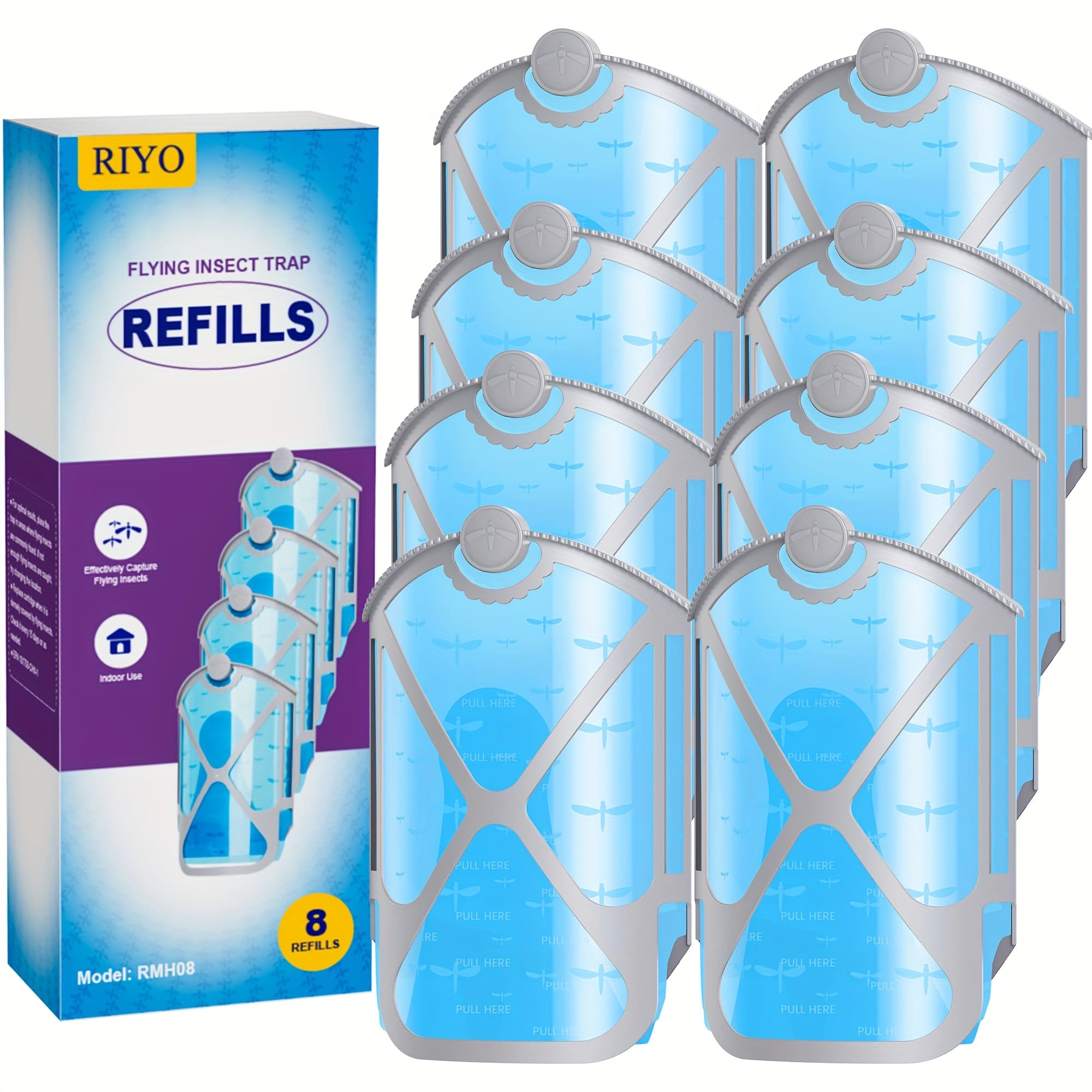 Flying Insect Trap Refill - For The Zevo Max & Standard Indoor Fly Trap - Catch Gnats, House & - - Mess-free Disposal - 8/16refill Cartridges - Bug Zapper