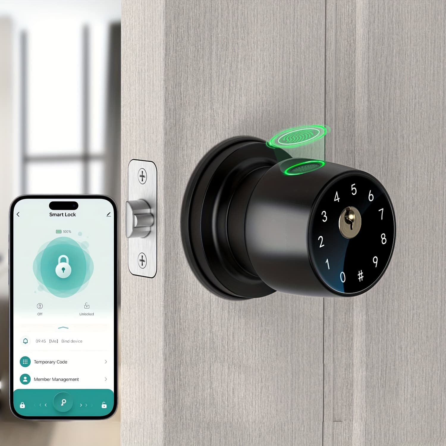 [smart Door Lock] Keyless Entry Smart Door Lock Handle, Smart Voice Navigation, , For Bedrooms, Apartments, Office, , Hotel