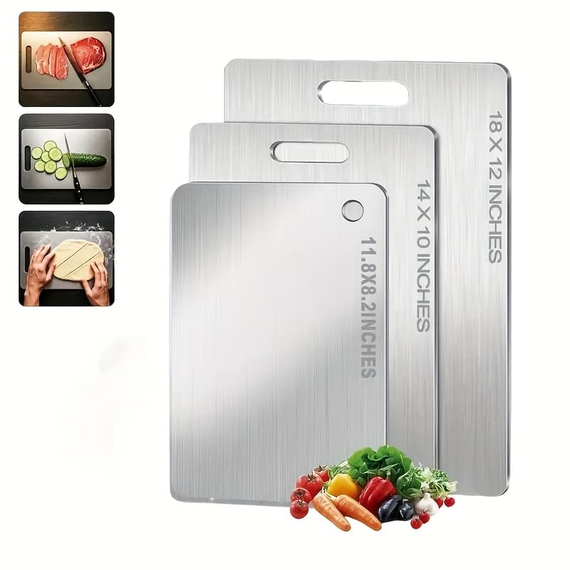 2025 New Stainless Steel Cutting Boards, Double-sided Sturdy Metal Cutting Board, In Large, Medium, And Small Sizes For Your Kitchen