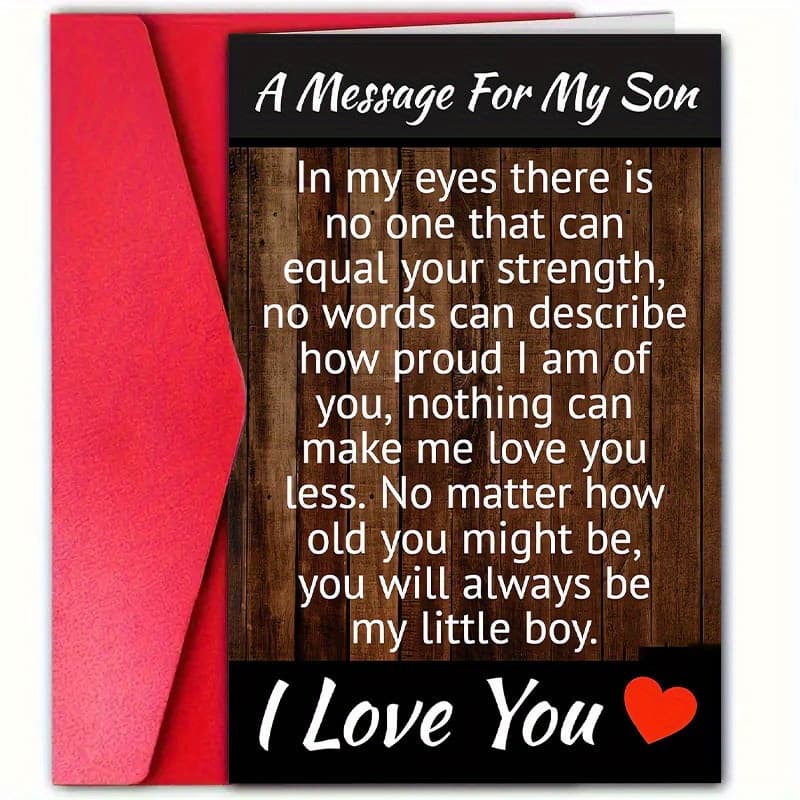 1pc, Valentine's Day Greeting Card For Son, 12cm*18cm, Paper Material, Envelope Included, Message From Parent, Ideal For Birthday, Holiday, Christmas, New Year- "my One, Boy"