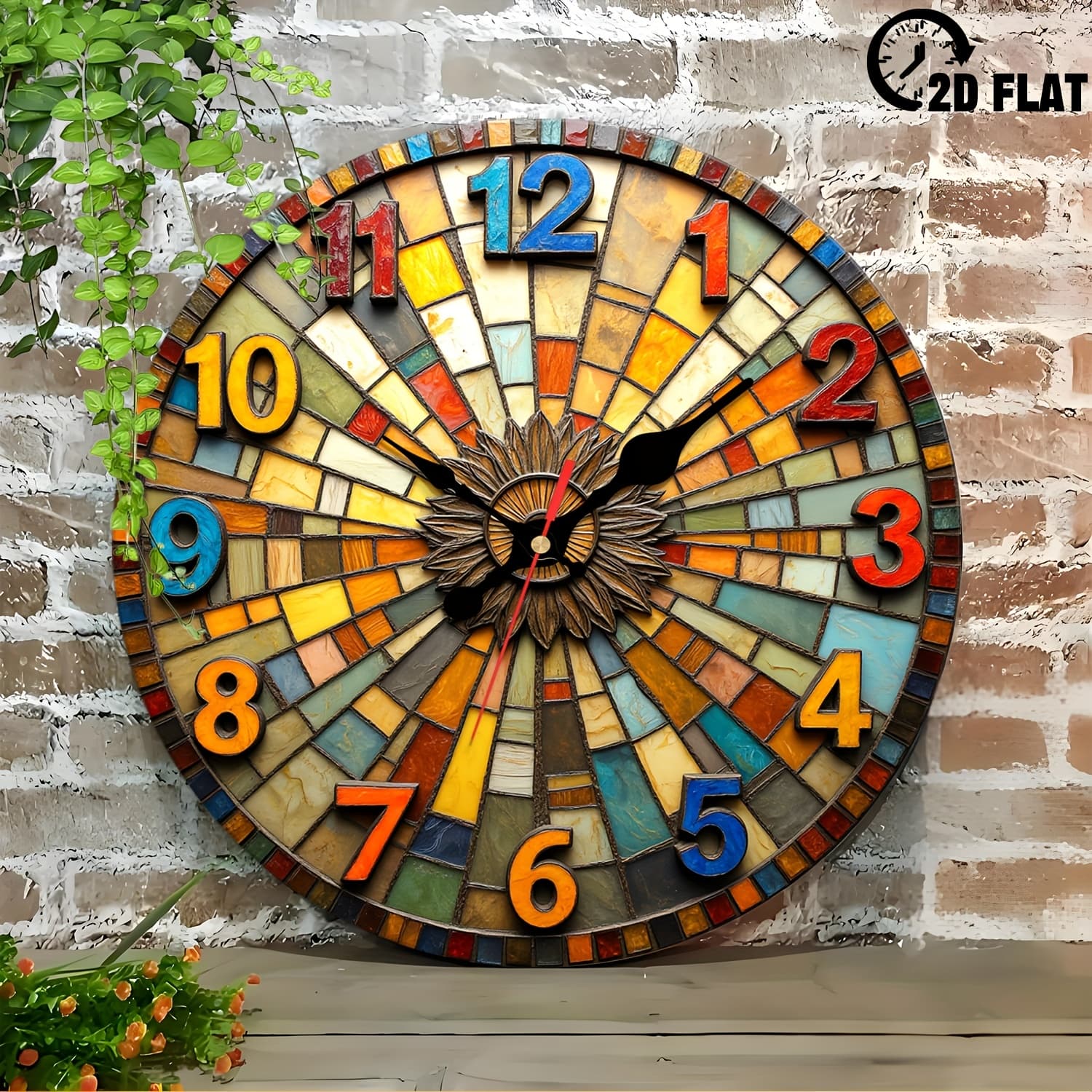 1pc Modern Mosaic Wall Clock - 10-inch Silent Quartz Movement, Round Clock Suitable For Living Room, Bedroom, Kitchen Decor - Elegant Housewarming Gift (no Battery Included), 2d Flat