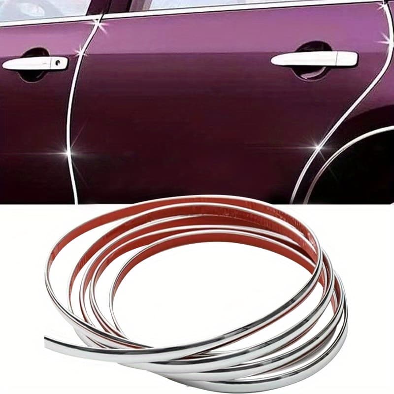 1pc 0.39x59inch Pvc Trim, Silvery Chrome Car Window Trim For Protecting Door Edges And Bumpers | Stylish And Shiny Car Accessories, | Ideal For Birthday/valentine's Day Gifts