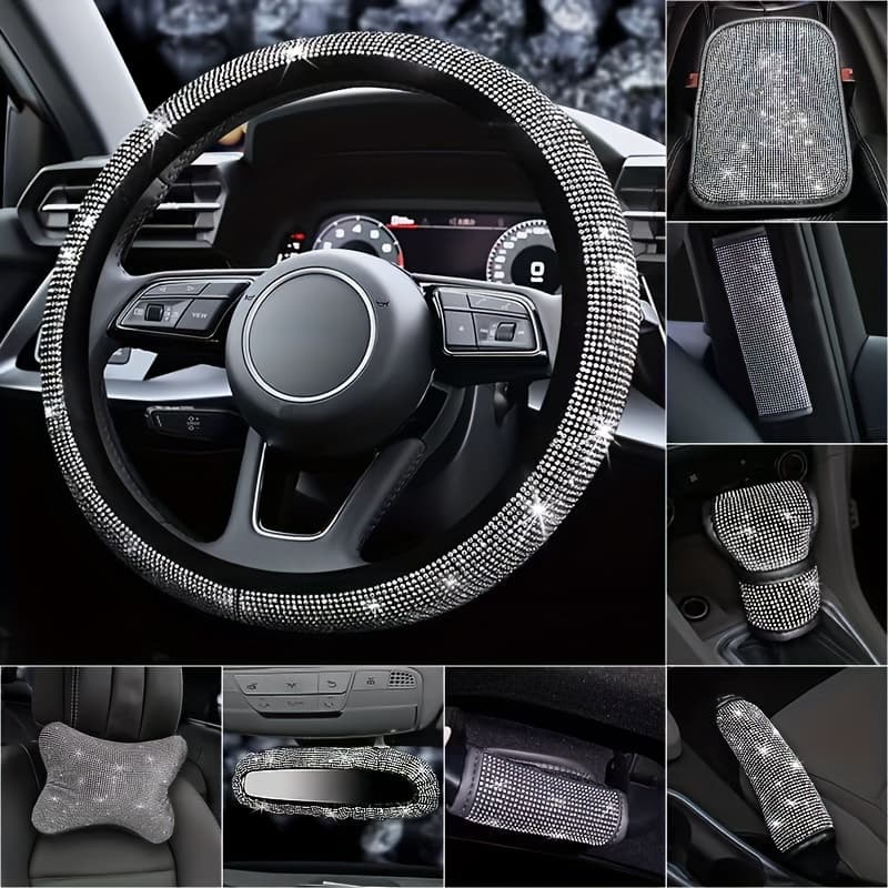 Luxurious And Glossy Steering Wheel Cover For White Cars, Without An , Made From Spandex Material, Suitable For 15-inch Steering Wheels