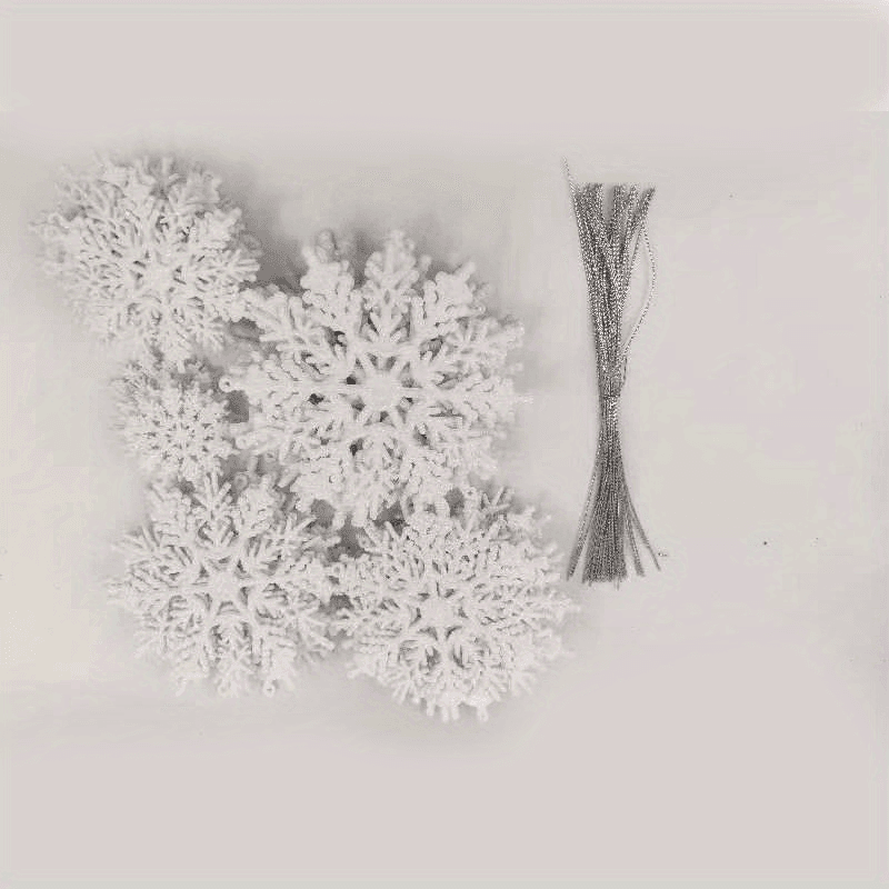100pcs Of Shimmering White Glitter Snowflake Decorations For Christmas