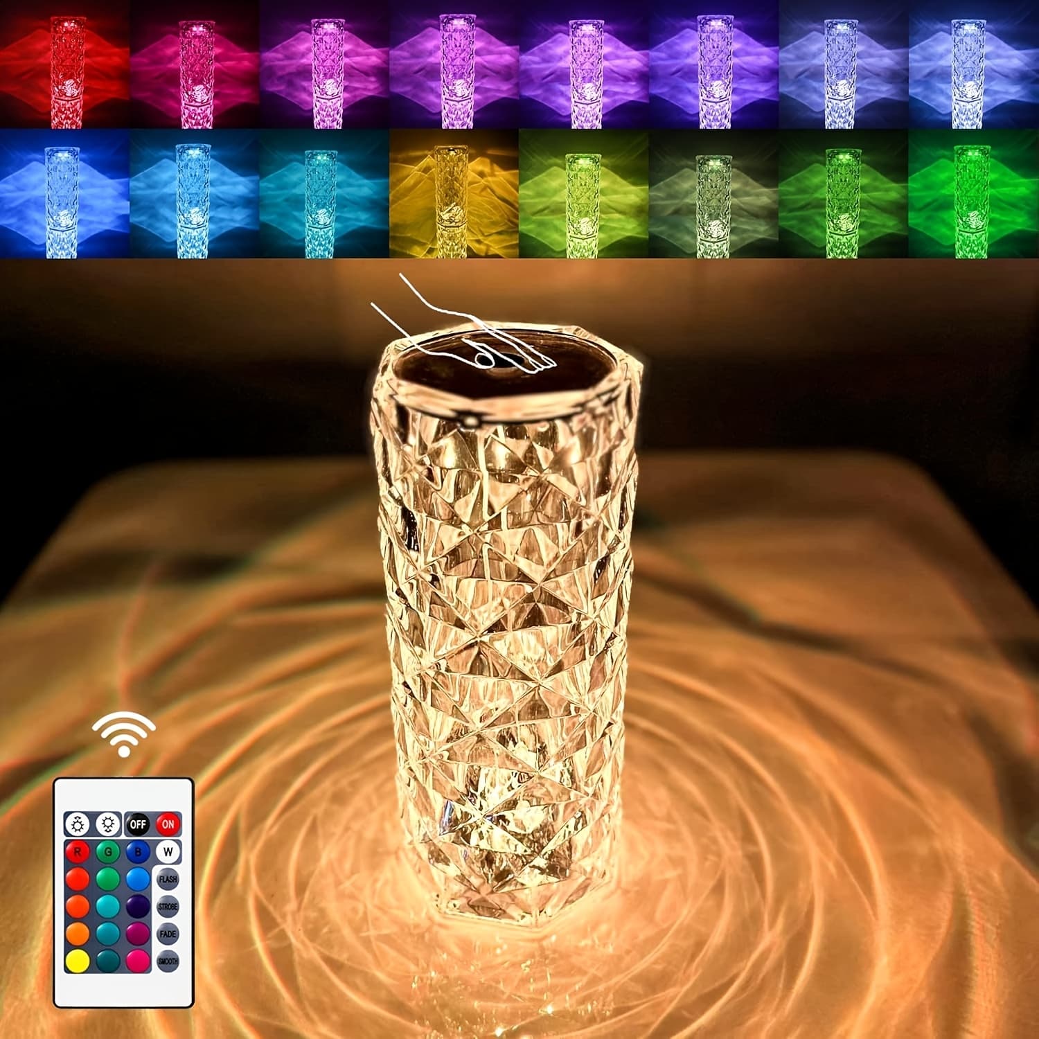 Led Touch Acrylic Atmosphere Crystal Table Lamp, Romantic Crystal , Atmosphere Lamp, Touch Diamond, Rose Atmosphere Table Lamp, 600mah