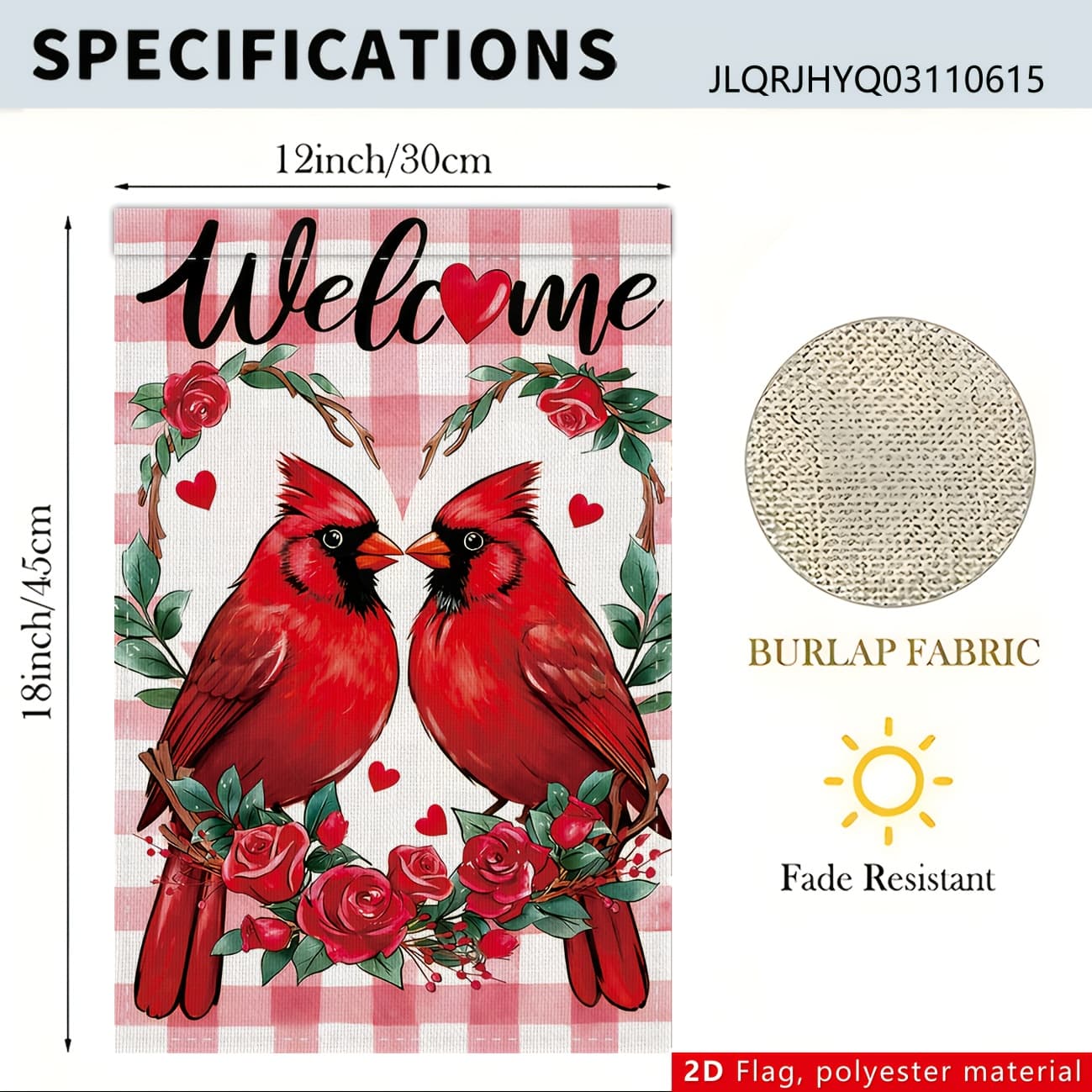 2d Flat - 2d Flat - 2d Flat Banner, 1pc Happy Valentine's Day Red Heart Rose Decorative Background Garden Flag, In 30cm/45cm, 12in/18in, No Electricity Required, Made Of Polyester Fabric