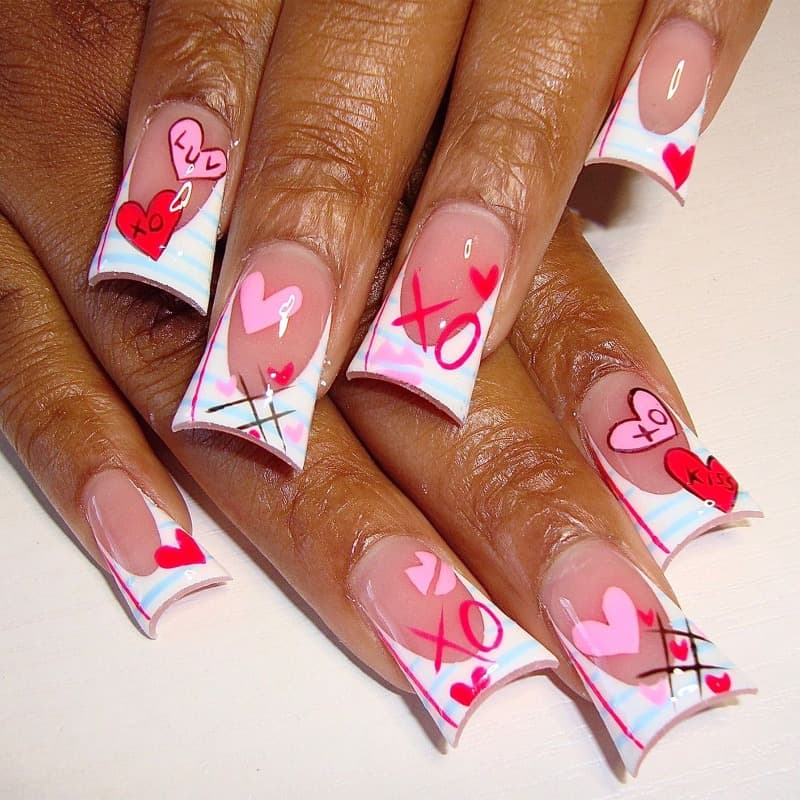 48pcs Valentine's Day On Nails With Duckbill Shape - & Design Fake Nails Suitable For Hands/feet, & Art For Valentine's Gifts