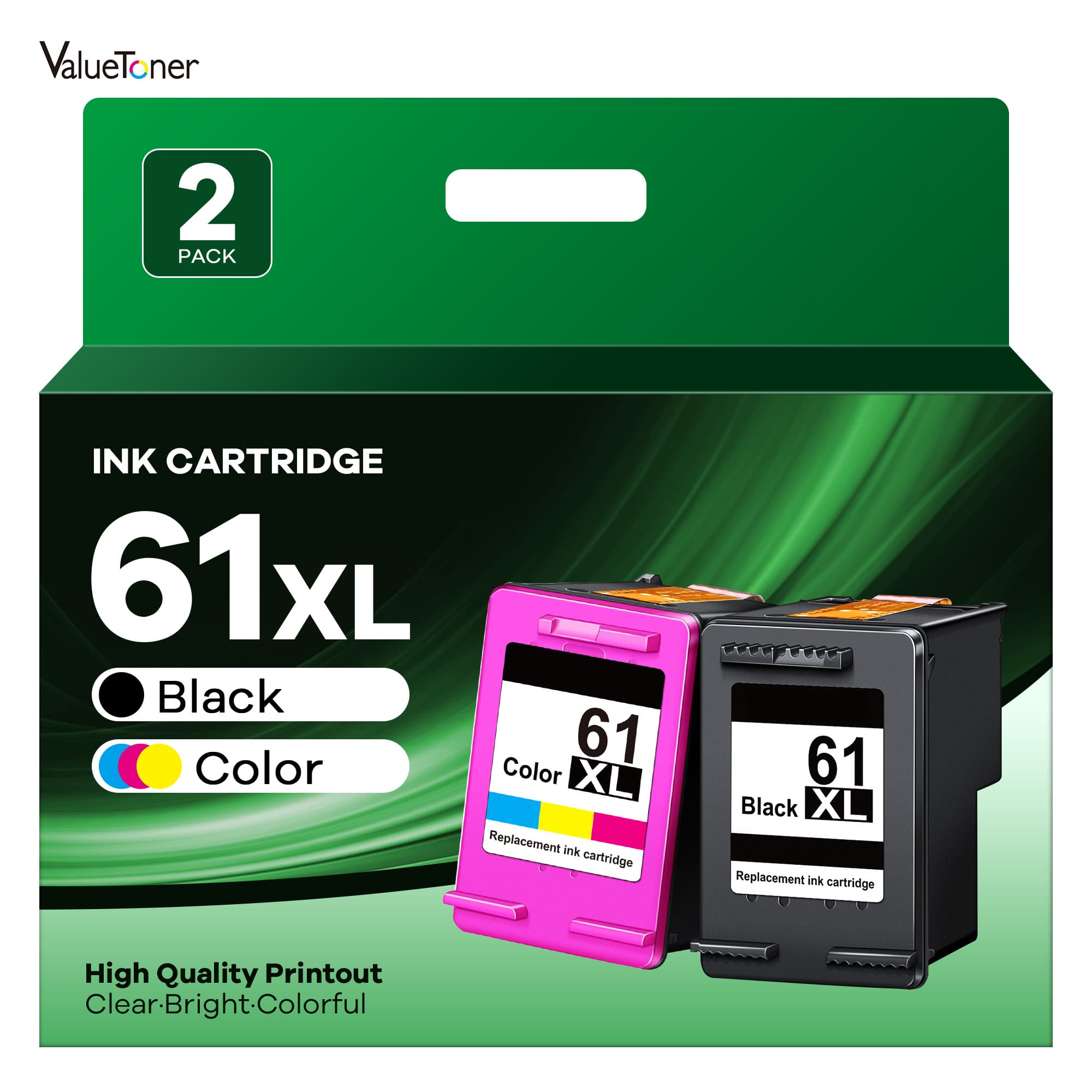 61xl Ink Cartridges For 61xl Ink Cartridges Works With 4500 5530 4501 4502 1000 1010 1050 1510 2050 2510 2540 2620 4630, 2 Pack