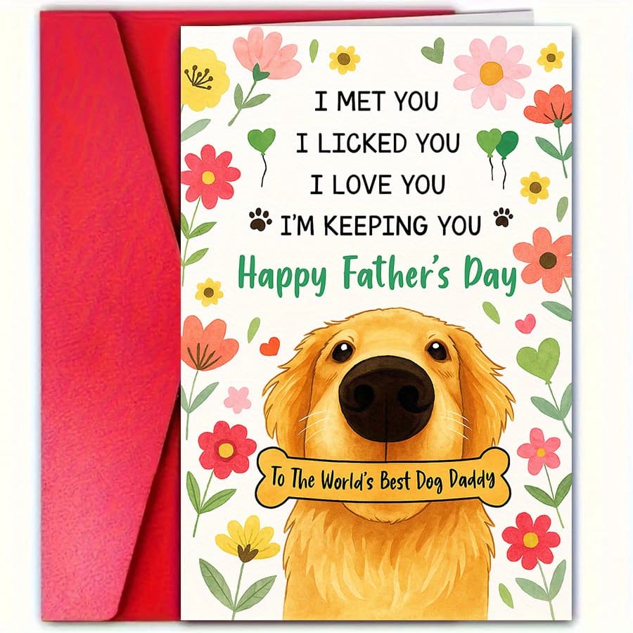 A Dog-themed Greeting Card - For The Dog Dad, Featuring Adorable Canine Designs, Suitable For Father's Day, Birthdays, Christmas, And Weddings - A Card Designed For Dog Lovers, To Dog Owners