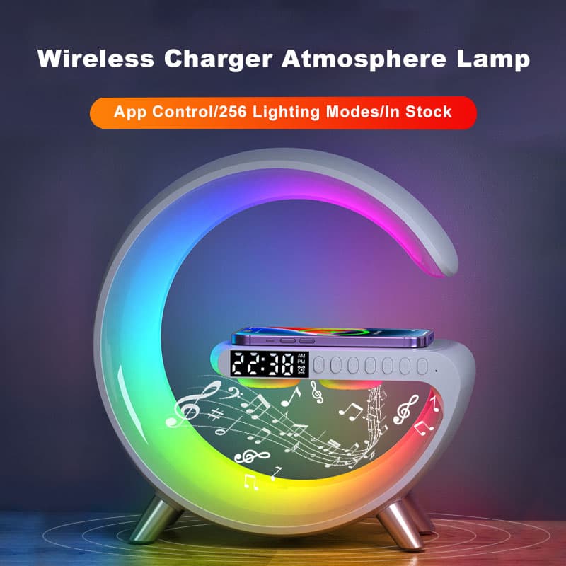 New Intelligent G Shaped LED Lamp Bluetooth Speake Wireless Charger Atmosphere Lamp App Control For Bedroom Home Decor - image 7