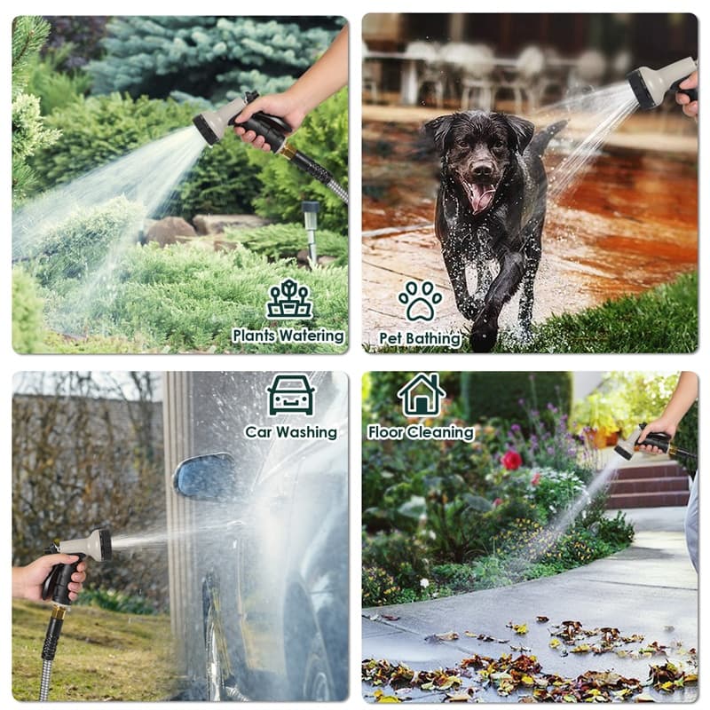 Metal Garden Hose, 100ft Stainless Steel Flexible Water Hose With 10 Adjustable Patterns Spray Nozzle, Heavy Duty Water Pipe , Kink Free , 2 Nozzles - image 3