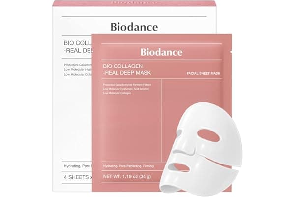 BIODANCE Bio-Collagen Real Deep Mask, Hydrating Overnight Hydrogel Face Mask, Pore Minimizing, Elasticity, Plumping, Travel Essentials & Self Care Gifts for Women, Korean Skin Care | 1.19oz(34g) x 4ea