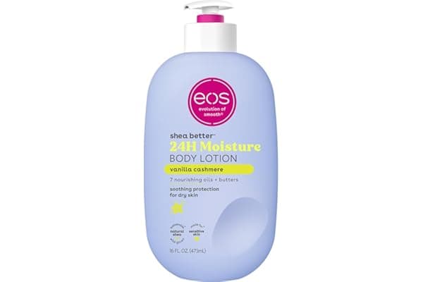 eos Shea Better Body Lotion Vanilla Cashmere, 24-Hour Moisture Skin Care, Lightweight & Non-Greasy, Natural Shea, Vegan, Vanilla Body Lotion, 16 fl oz