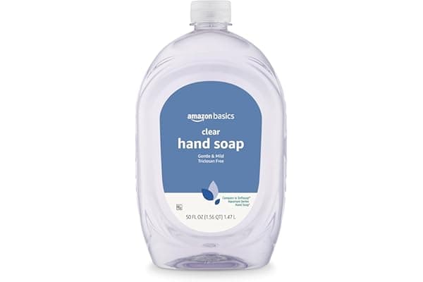 Amazon Basics Gentle & Mild Clear Liquid Hand Soap Refill, Triclosan-Free, Dermatologist-Tested, pH Balanced, Cruelty-Free, 50 Fluid Ounces, 1-Pack (Previously Solimo)