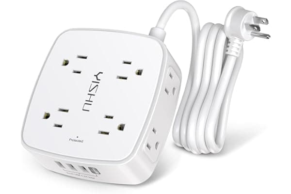 6 Ft Surge Protector Power Strip - 8 Widely Outlets with 4 USB Ports, 3 Side Outlet Extender with 6 Feet Extension Cord