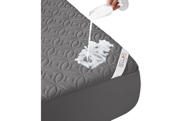 BEDLORE Waterproof Mattress Protector, Queen Size Mattress Pad Noiseless with Deep Pocket 6"-18" Depth, Soft Breathable Dirt-Proof Bed Mattress Cover Washable for Home, Bedroom, Hotel (Gray)