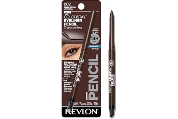 Revlon ColorStay Pencil Waterproof Eyeliner, Smudge-Proof, Eye Makeup with Built-In Sharpener, 202 Black Brown, 0.01 oz