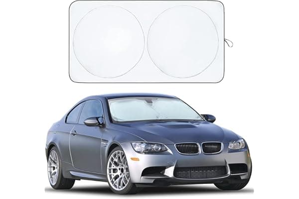 EcoNour Car Windshield Sunshade | Blocks 99% Heat & Keeps Interior Cool | Universal Fits Cars, SUVs, Trucks | Automotive Sun Screen, Visor & Car Accessories for Summer | Medium (64x32 Inches)
