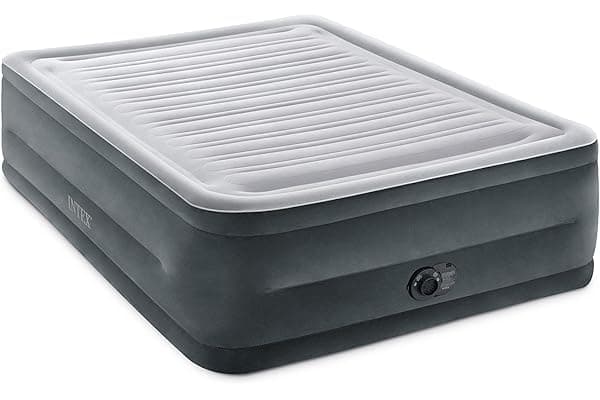 Intex 64417ED 22in Queen Dura-Beam Comfort Plush High-Rise Inflatable Air Mattress with Built in Pump for Travel and Camping, 600lb Weight Capacity