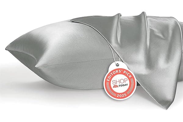 Bedsure Satin Pillowcase, Similar to Silk Pillow Cases Queen Size Set of 2, Cooling Pillow Case Covers with Envelope Closure, Room Decor Gifts for Women Men, Silver Grey, 20x30 Inches, 2pcs