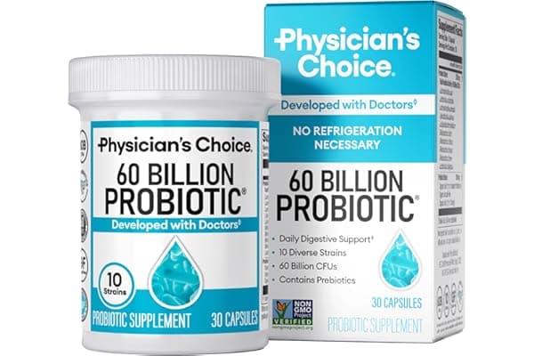 Physician's CHOICE Probiotics 60 Billion CFU - 10 Strains + Organic Prebiotics - Immune, Digestive & Gut Health - Supports Occasional Constipation, Diarrhea, Gas & Bloating - for Women & Men - 30ct