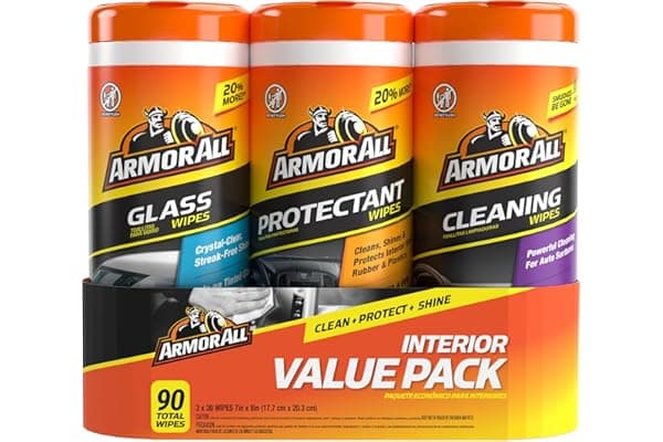 Armor All Protectant, Glass and Cleaning Wipes, Wipes for Car Interior and Car Exterior, 30 Count Each (Pack of 3)