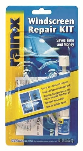 Rain-X 600001 Windshield Repair Kit - Quick and Easy Durable Resin Based Windshield Repair Kit for Chips and Cracks, Good for Round Damage Below 1" in Diameter and Cracks Smaller Than 12" in Length