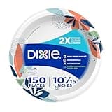 Dixie Large Paper Plates, 10 Inch, 150 Count, 2X Stronger*, Microwave-Safe, Soak-Proof, Cut Resistant, Disposable Plates For Everyday Breakfast, Lunch, & Dinner Meals