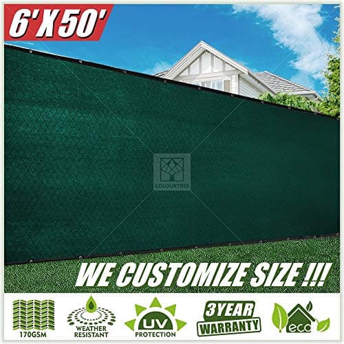ColourTree 6' x 50' Green Fence Privacy Screen Windscreen Cover Fabric Shade Tarp Netting Mesh Cloth - Commercial Grade 170 GSM - Cable Zip Ties Included - We Make Custom Size