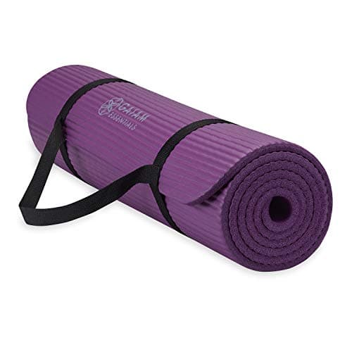 Gaiam Yoga Mat, Pilates & Exercise Mat, Thick 2/5" (10mm) Workout Mat with Easy-Cinch Carrying Strap for Home & Gym Workouts