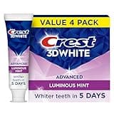 Crest 3D White Advanced Luminous Mint Teeth Whitening Toothpaste, Crest Toothpaste, 3.7 oz Pack of 4 - Helps Remove Surface Stains, Whitens Teeth, Strengthens Tooth Enamel, Protect