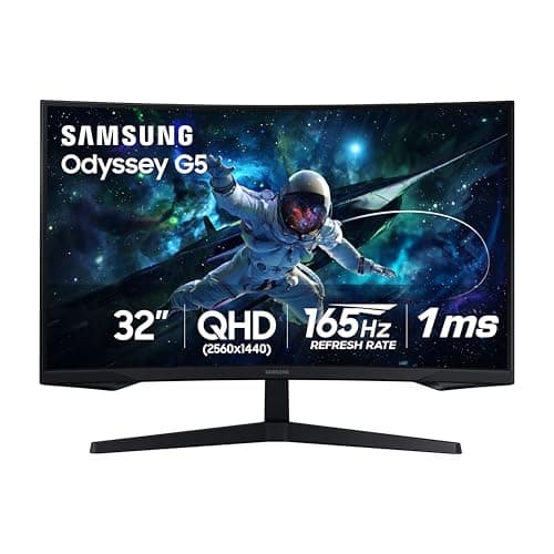 SAMSUNG 32" Odyssey G55C Series QHD 1000R Curved Gaming Monitor, 1ms(MPRT), HDR10, 165Hz, AMD Radeon FreeSync, Eye Care, Glare Free, Sharp Resolution LS32CG550ENXZA24% offLimited time deal