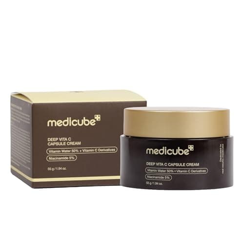 medicube Capsule Cream with Deep Vitamin C | Liposome Vitamin C Golden Capsule for Radiance & Firm-Looking Skin | Hydrating Glow Gel Texture | Korean Skincare, 1.94 oz