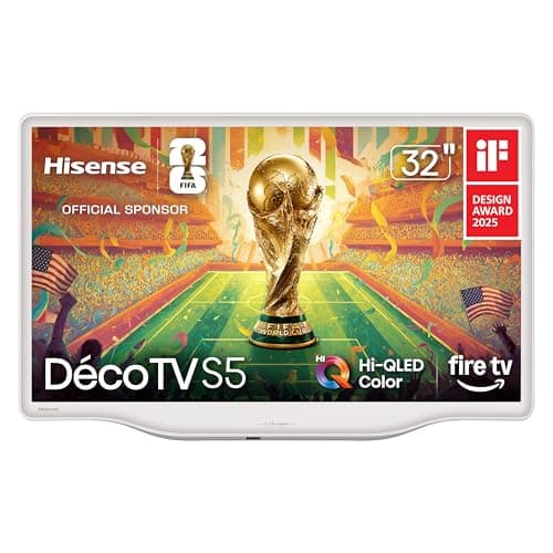 Hisense 32-Inch S5 DécoTV Series QLED FHD Smart Fire TV (32S5QF, 2025 Model) - Versatile Fit, Hi-QLED Color, Art-Inspired Design, Fluid Central Stand, DTS Virtual: X, Stream Live TV Without Cable