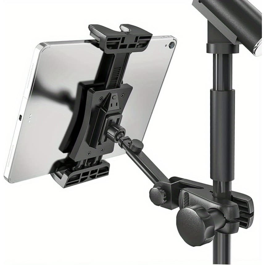 Tablet Mount Designed For Microphone Stands, Suitable For Ipads And Smartphones, Accommodating Screen Sizes Ranging From 4.7 To 12.9 Inches