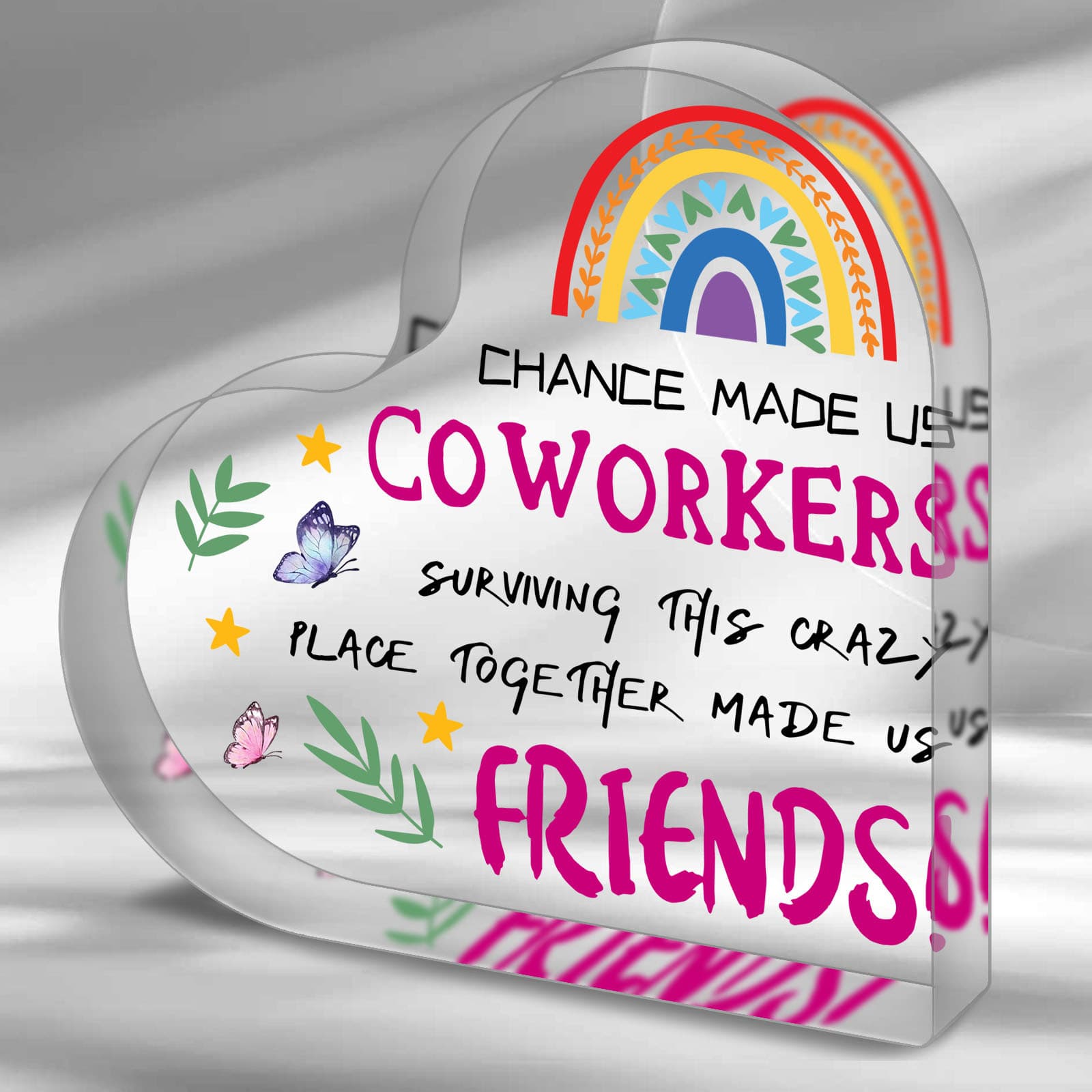1pc Thank You Gift For Women Men, Heart Shaped Acrylic Plaque Appreciation Gifts Ornaments Plaque Thanksgiving Presents For Friend Family Coworker