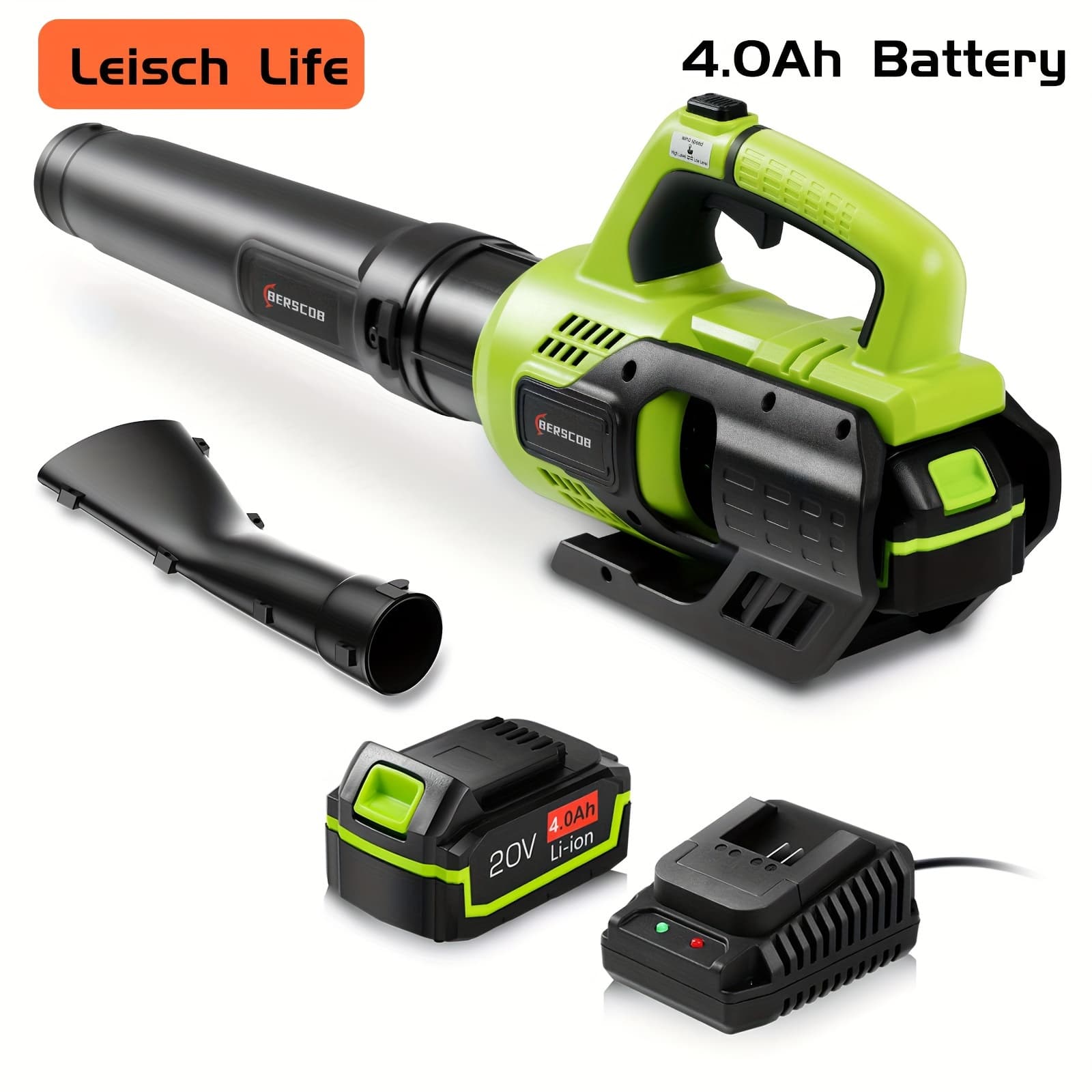 Cordless Leaf Blower, Electric Model With 4.0ah Battery, Delivers 580cmf At 160mph, Includes Extension Nozzle, Lightweight Design For Lawn Maintenance, Yard, Garage, Patio, And Sidewalk Use