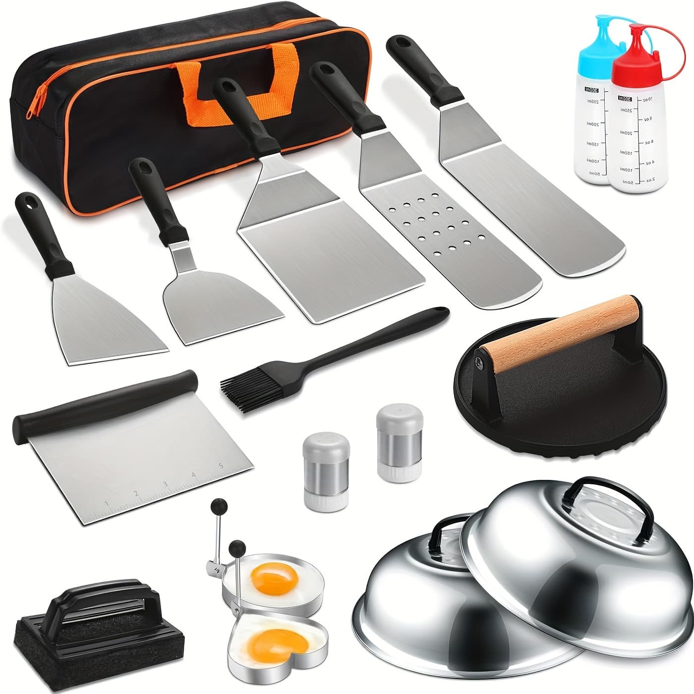 17/18pcs Flat Bottomed Baking Tray Accessory Set, Barbecue Set, Barbecue Accessories, Teppanyaki, Meat Press Board, Kitchen Tools, Suitable For Home Kitchen, Outdoor