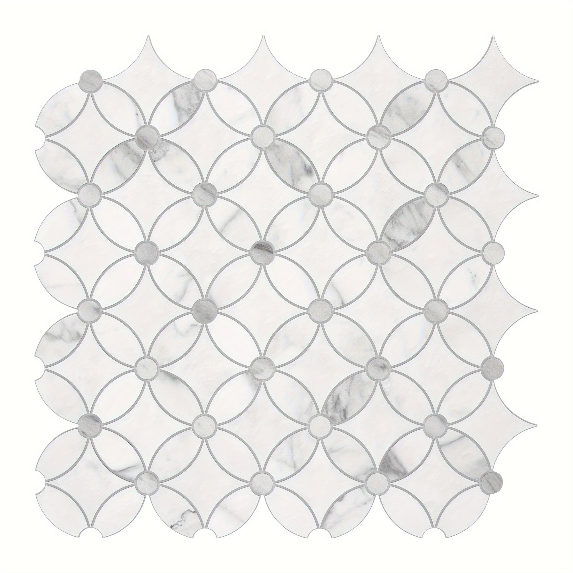 10-sheet Peel And Stick Marble Panels - Backsplash With Grey Veining, Stone Composite Sheets (vinyl/stone) For Kitchen, Bathroom, Fireplace - Marble -like Mosaic Wall Covering,