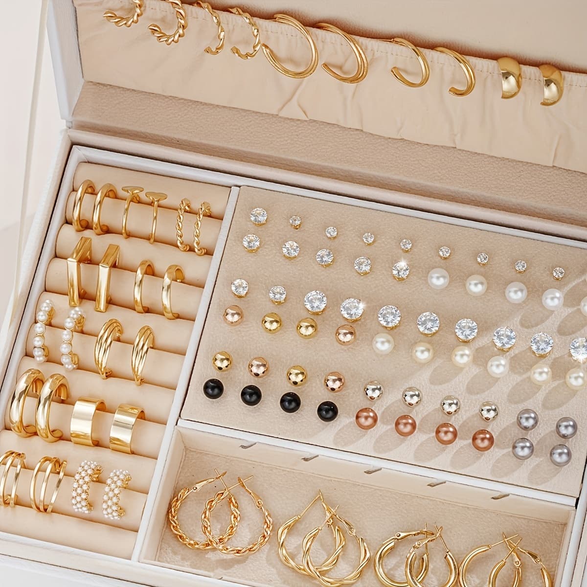 115 Pcs Simple Love Snake Pearl Earrings Stud Ring Pendant Necklace Bracelet Set Women's Vacation Date Anniversary Gift Daily Match ()