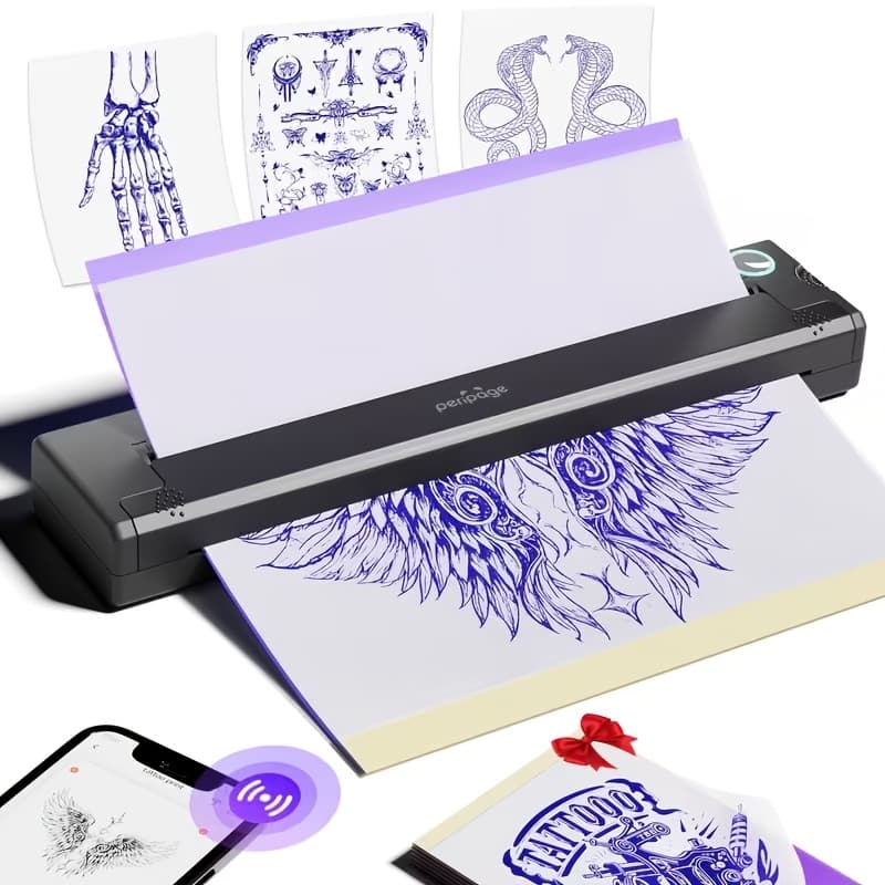 Compact And Portable Wireless Mini Printer For Tattoo Transfers - No Ink Needed, Compatible With Smartphones And Pcs, User-friendly, Perfect For And Fans
