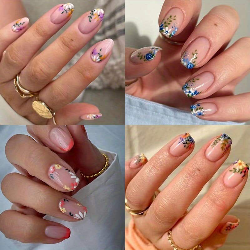 96pcs Square Press On Nails Short - Short Fake Nails Press Ons Artificial Nude Full Cover Glue On Nails Glossy Stick On Acrylic Nails For Women